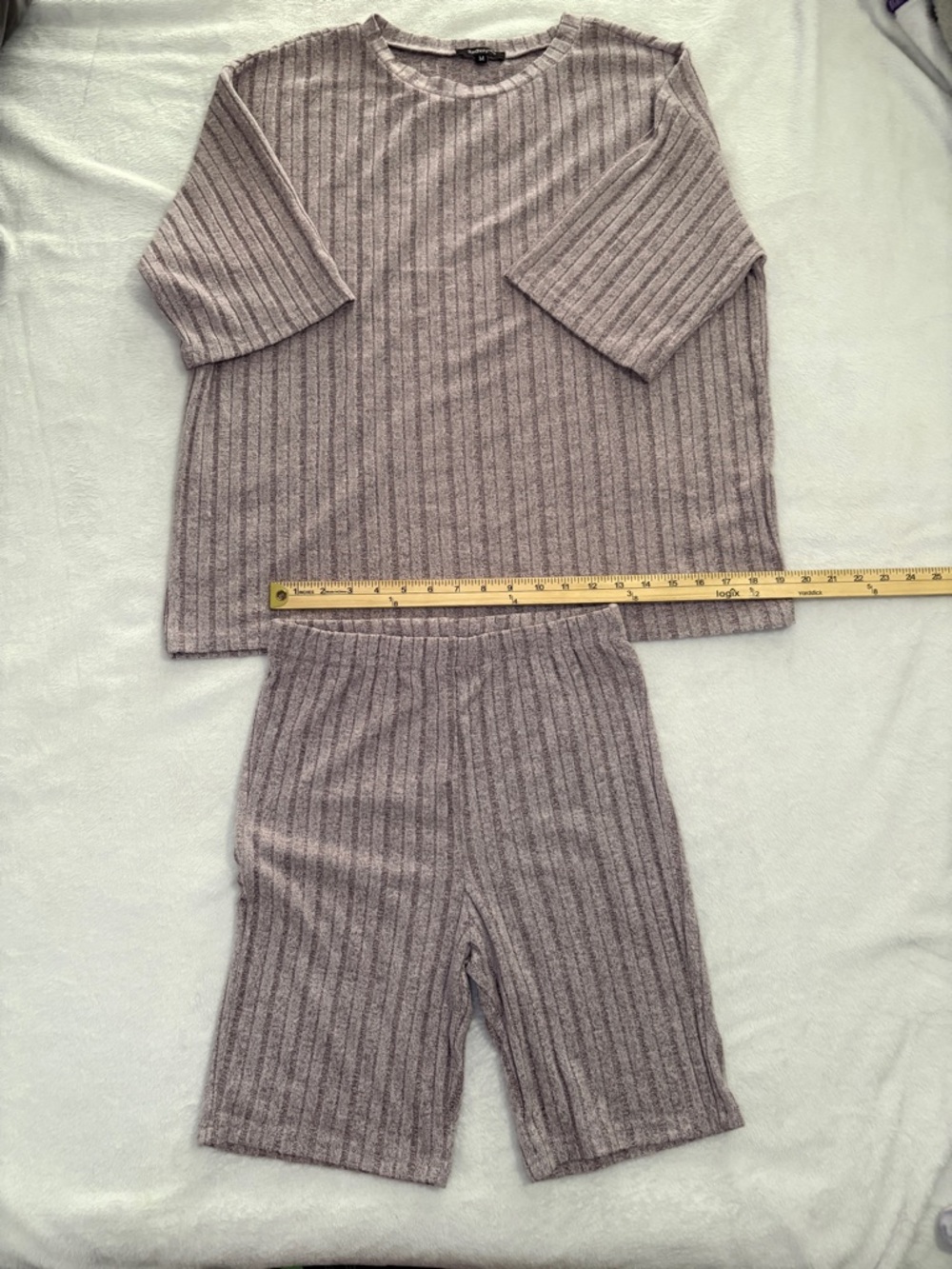 Women’s Ribbed Two-Piece Coord Set - Light Mauve size medium